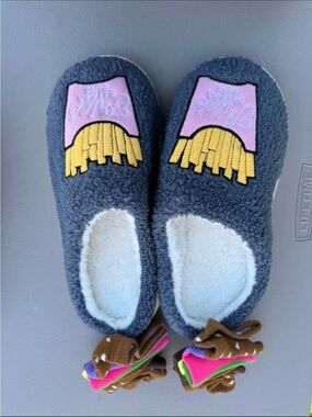 Fries before guys graphic Slippers with socks